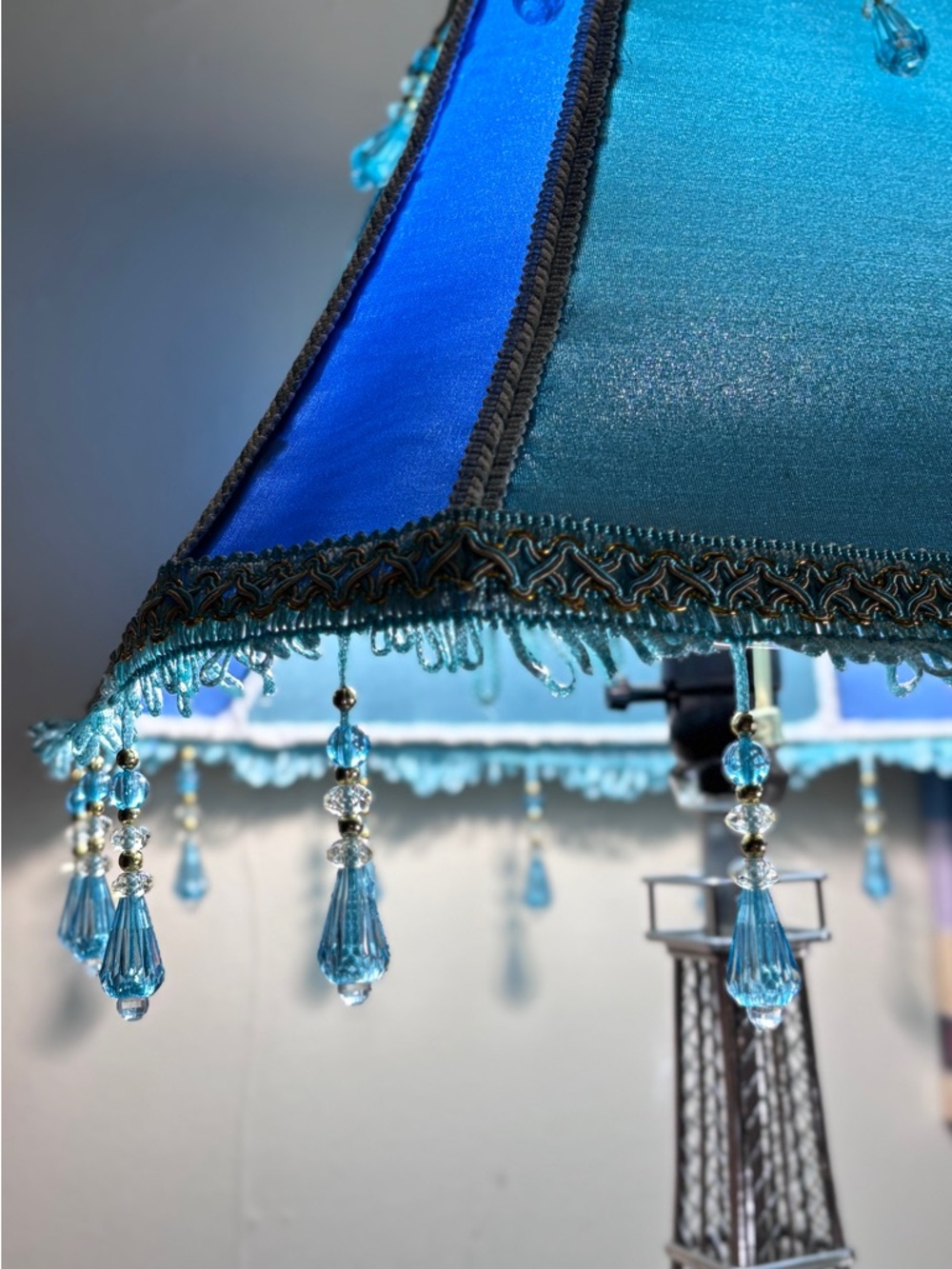 Turquoise & Aqua Beaded Lamp Shade